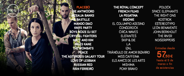 Placebo y Die Antwoord confirmados en el Arenal Sound